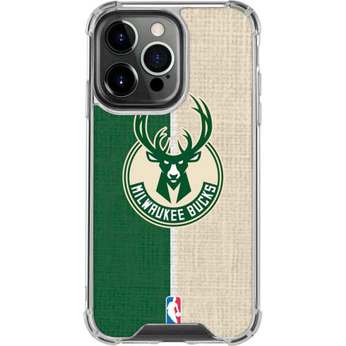 NBA Milwaukee Bucks Split Canvas iPhone 16 Pro Clear Case